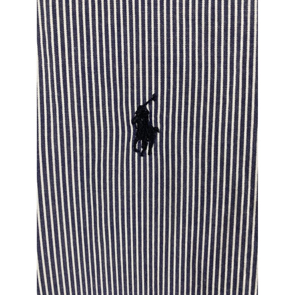 Polo Ralph Lauren Andrew Button Down Shirt Men's XL 17 1/2 Blue Stripe Preppy - Picture 4 of 5